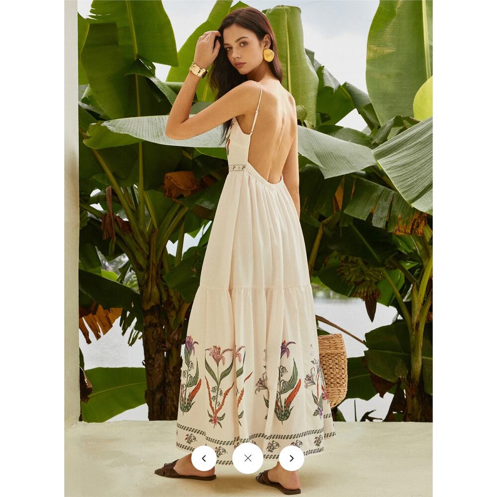 NWT Commense Backless Pleated Floral Dress Sz L - Picture 6 of 6